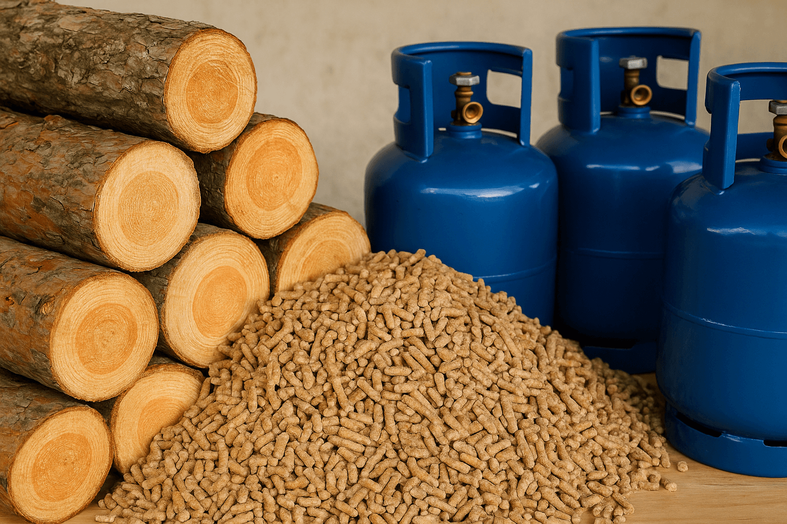 Pellet certificato, legna da ardere e pratiche bombole di gas Pellet certificato, legna da ardere e pratiche bombole di gas